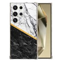 Samsung Galaxy S25 Ultra Hoesje - Marble White Black TPU Antishock