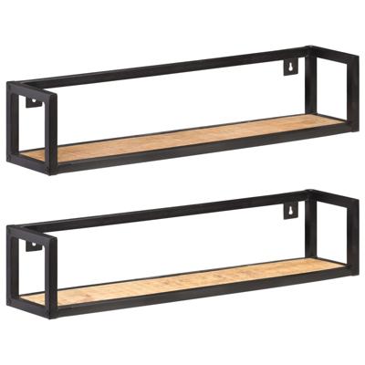 Wandschappen 2 st 80 cm ruw mangohout