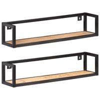 Wandschappen 2 st 80 cm ruw mangohout Wandschappen 2 st 80 cm ruw mangohout