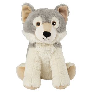 Warmte/magnetron opwarm knuffel - Wolf - grijs - 24 cm - pittenzak