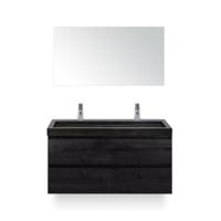 Maxx XL Badmeubelset 120 cm - Black Oak - Wastafel Lucca Enkel 2 kraangaten - met Spiegel