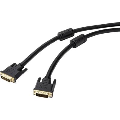 Renkforce RF-4695146 DVI-kabel DVI Aansluitkabel DVI-D 24+1-polige stekker, DVI-D 24+1-polige stekker 5.00 m Zwart Afgeschermd (dubbel), Met Ferrietkern,
