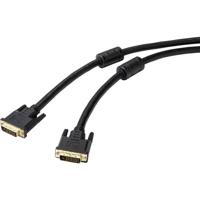Renkforce RF-4695146 DVI-kabel DVI Aansluitkabel DVI-D 24+1-polige stekker, DVI-D 24+1-polige stekker 5.00 m Zwart Afgeschermd (dubbel), Met Ferrietkern,