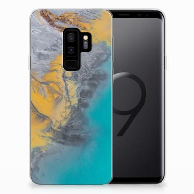 Samsung Galaxy S9 Plus | TPU | Siliconen hoesje | Marble Blue Gold