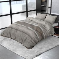 Sleeptime Flanel Dekbedovertrek Stone Stripe Taupe-2-persoons (200 x 200/220 cm) - thumbnail