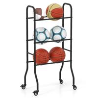 Basketbalring Met Vergrendelbare Wielen Drielaags Basketbalkar