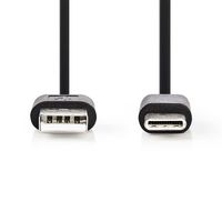 Nedis USB-Kabel | USB 2.0 | USB-A Male | USB-C Male | 60 W | 480 Mbps | Vernikkeld | 0.10 m | Rond | PVC | Zwart | Blister - CCGB60600BK01 - thumbnail