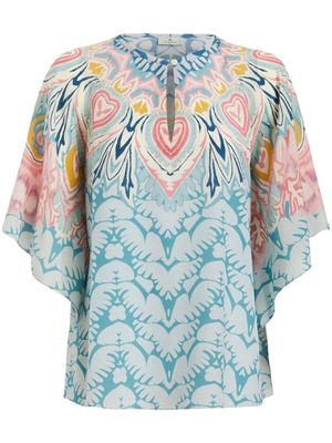 ETRO blouse en soie à imprimé graphique - Bleu