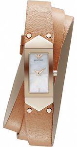 Horlogeband Armani AR7356 Leder Cognac 15mm