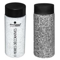 Atmosphera Decoratie steentjes - 2x potjes - wit en grijs - 750 gr - Steenkorrels - vulmateriaal