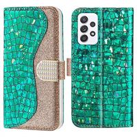 Croco Bling Series Samsung Galaxy A53 5G Wallet Case - Groen - thumbnail