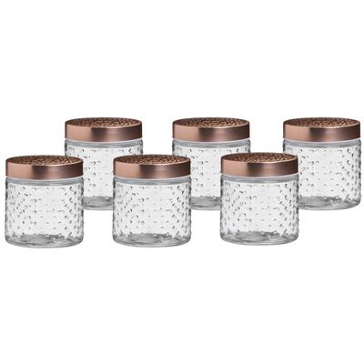 Voorraadpot/bewaarpot Blair - 6x - 500 ml - glas - koperen deksel - D11 x H13 cm