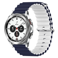 Ocean Style bandje - Donkerblauw / wit - Samsung Galaxy Watch 4 Classic - 42mm & 46mm - thumbnail
