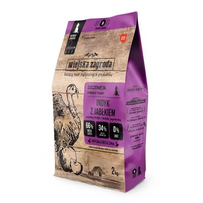 WIEJSKA ZAGRODA Turkey with apple M Puppy - droog hondenvoer - 9kg
