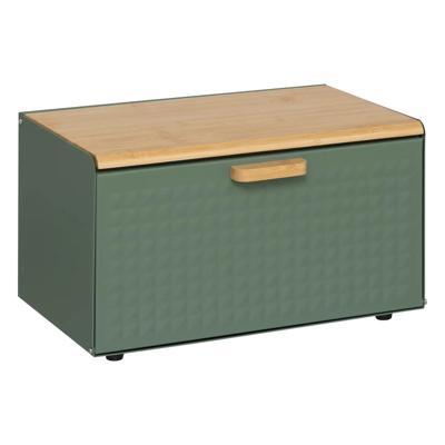 Broodtrommel met klep/deksel - bamboe hout/metaal - 35 x 21 x 23 cm - groen/naturel
