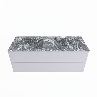 MONDIAZ VICA-DLUX 130cm badmeubel onderkast Cale 2 lades. Inbouw wastafel CLOUD dubbel zonder kraangat, kleur Lava.
