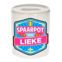Kinder spaarpot met naam - Lieke - keramiek - met dop - wit - Sparen - Spaargeld van Lieke