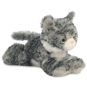 Pluche grijs/witte kat/poes knuffel - 20 cm - Poezen/katten huisdieren knuffels