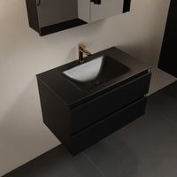 MONDIAZ AIVY 80cm badmeubel Urban, wastafel Urban solid surface midden 1 kraangat met spiegelkast (AI-351171URBAN-SI - AI-M80URMI - AI-C80URMI)