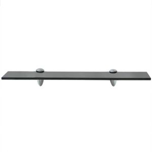 The Living Store Zwevende Plank - Glazen Schap - Zwart - 50 x 20 cm - 8 mm dikte