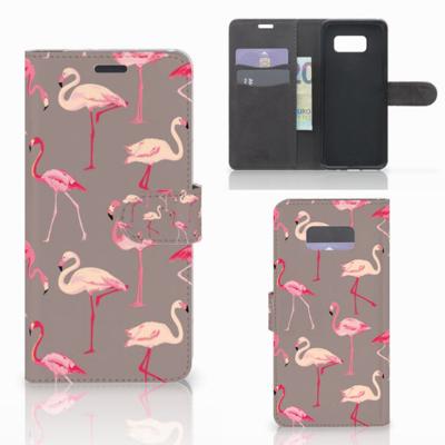 Samsung Galaxy S8 Plus | Telefoonhoesje | Met pasjeshouder | Flamingo
