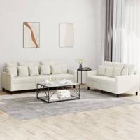2-delige Loungeset met kussens fluweel crèmekleurig