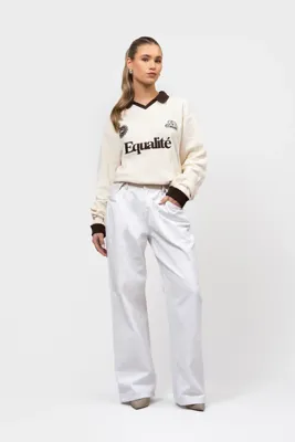 Equalité Ash Knit Longsleeve Polo Dames Gebroken Wit - Maat XS - Kleur: Gebroken Wit | Soccerfanshop