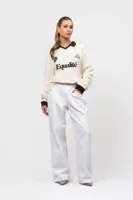 Equalité Ash Knit Longsleeve Polo Dames Gebroken Wit - Maat XS - Kleur: Gebroken Wit | Soccerfanshop
