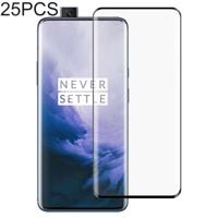 25 stuks volledige lijm 3D gebogen rand volledig scherm gehard glas film voor OnePlus 7 Pro (zwart)