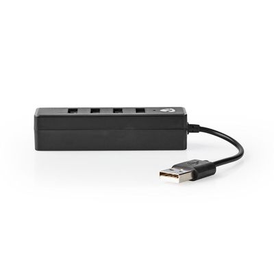 Nedis UHUBU2420BK interface hub USB 2.0 480 Mbit/s Zwart