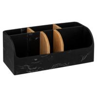 Make-up badkamer sorteer organizer - 6 compartimenten bakje - zwart - 25 x 12 x 10 cm