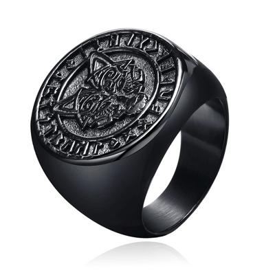 Mendes Nordic Ring - Runic Wolf Black-18mm