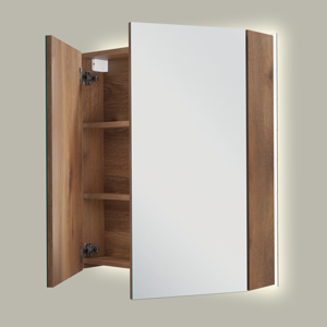 Linie Montro spiegelkast 70 x 75 cm bruin eiken met spiegelverlichting