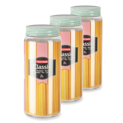 Plasticforte keuken voorraadpot - Set van 6x stuks - weckpot - mintgroen - 2 liter - kunststof