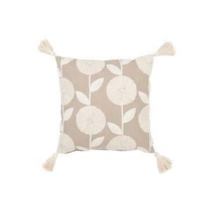 J-Line kussen Bloemen|Bladeren - katoen - taupe|beige