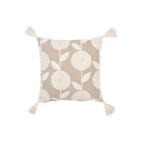 J-Line kussen Bloemen|Bladeren - katoen - taupe|beige