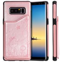 Voor Galaxy Note 8 kat Bee reliëf patroon schokbestendige beschermende case met kaartsleuven & fotolijstjes (Rose goud)