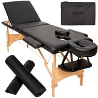 tectake® - 3 zones massagetafel-set Daniel met 3cm matras, rolkussens en houten frame - zwart - 404748