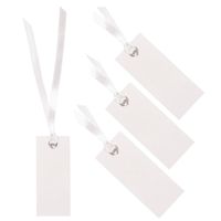 Santex cadeaulabels met lintje - set 48x stuks - wit - 3 x 7 cm - naam tags - Cadeauversiering - thumbnail