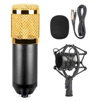BM-800 3.5mm Studio opname Wired geluid condensatormicrofoon met Shock Mount compatibel met PC / Mac voor Live uitgezonden Show KTV etc.(Black)