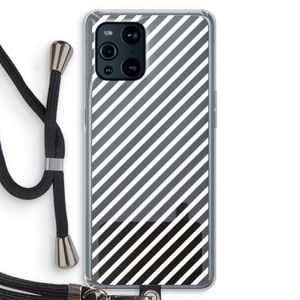 Strepen zwart-wit: Oppo Find X3 Transparant Hoesje met koord