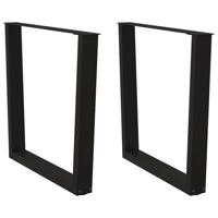 Eettafelpoten 2 st V-vormig 90x(72-73,3) cm staal zwart