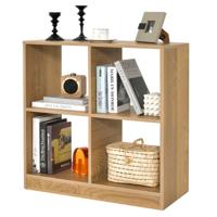 73 x 33 x 75cm Boekenkast 3-Level Opbergplank met 4 Open Compartimenten Houten Opbergkubus voor Woonkamer Studeerkamer