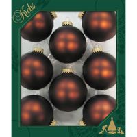 16x stuks glazen kerstballen 7 cm mustang velvet bruin mat - Kerstbal