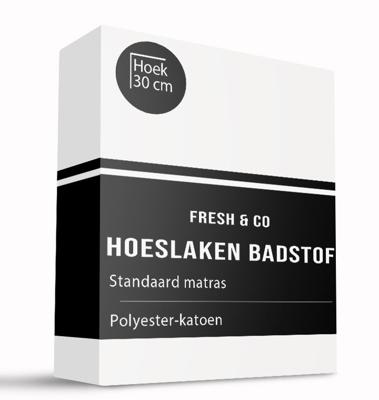 Hoeslaken - Badstof - Wit - 90x200cm - Wit - Fresh And Co - Dekbed-Discounter.nl