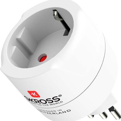 Skross Reisadapter Europa naar Zwitserland + Italië + Brazilië - Voor 2- en 3-polige apparaten (aarding of Eurostekker) - SKR1500272