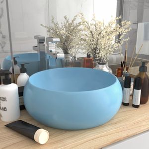 VidaXL Wastafel rond 40x15 cm keramiek mat lichtblauw