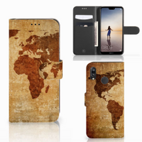 Huawei P20 Lite Flip Cover Wereldkaart