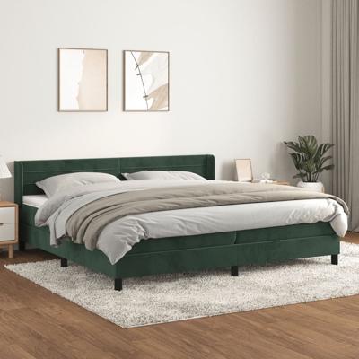 Boxspring met matras fluweel donkergroen 200x200 cm