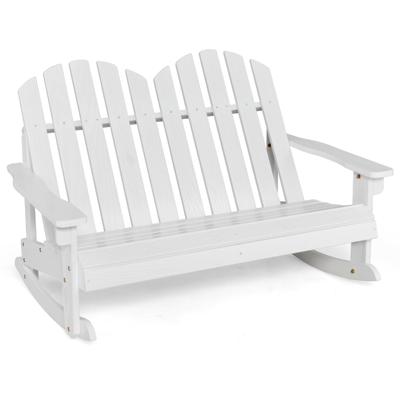 Adirondack Schommelstoel voor Kinderen 2-Zits Tuinstoel van Hout Schommelstoel Kindermeubilair voor Balkon Binnenplaats (Wit)